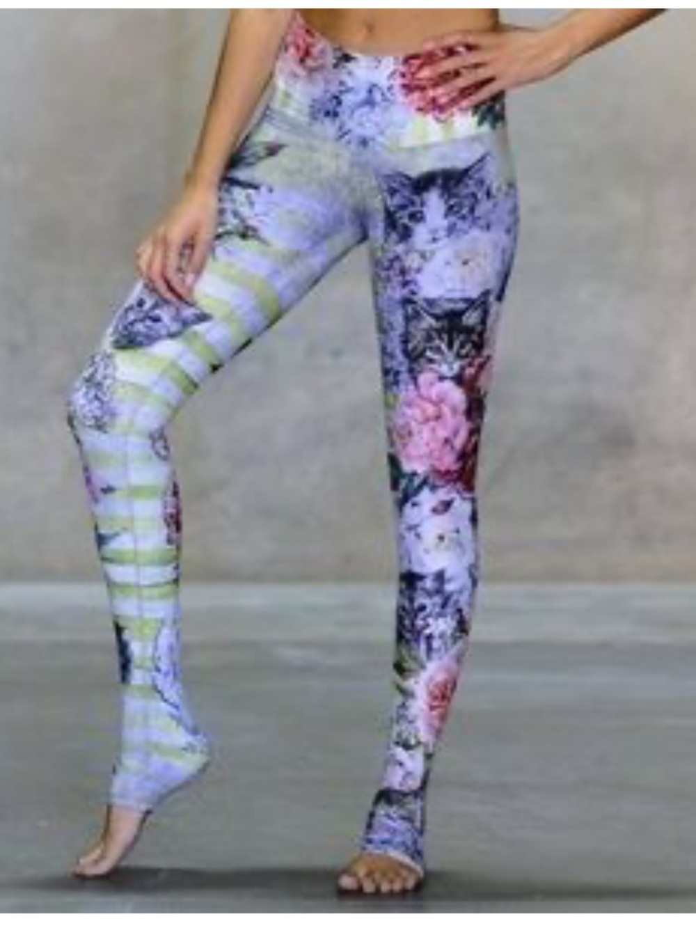 Niyama Sol Cat-Tastic Endless Leggings yoga exercise gym stripes roses floral